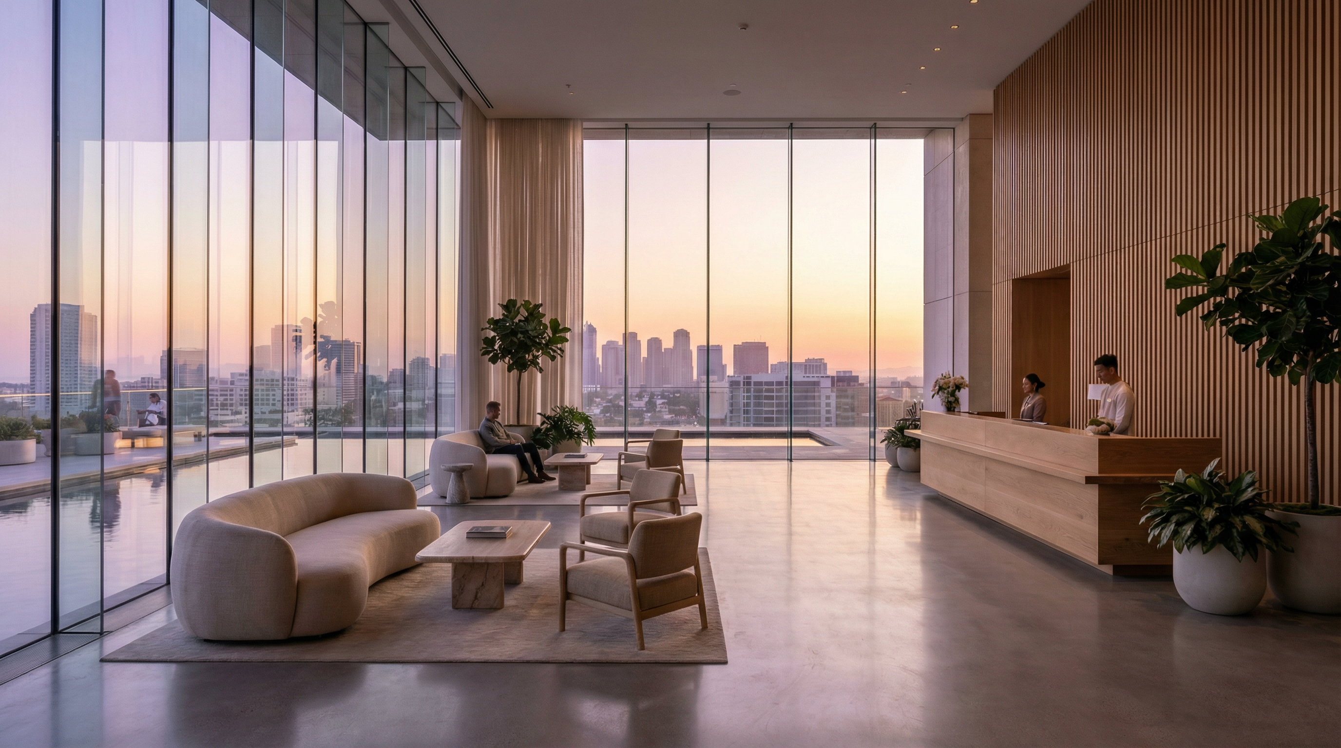 Hotel Lobby at Sunrise